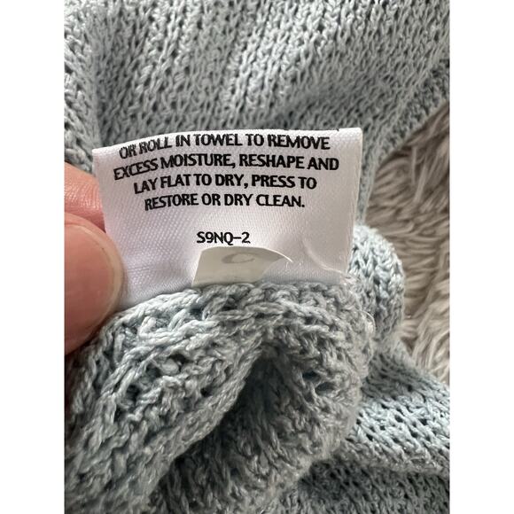 Eileen Fisher Women’s Petite L Silk Linen Blend Cardigan Size Open Front Blue - Picture 5 of 6